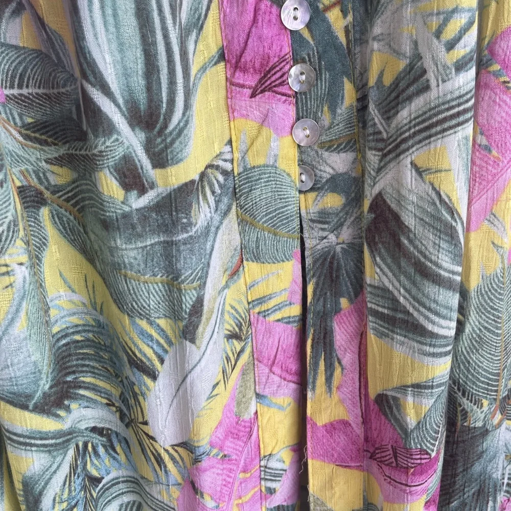 Cynthia Rowley Yellow‎ & Pink Tropical Button-Front Dress